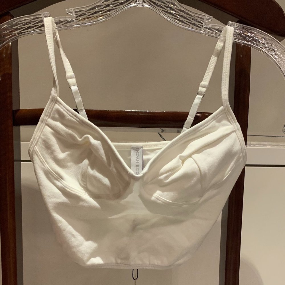 Indah Body White Bustier Crop Top (US 1)